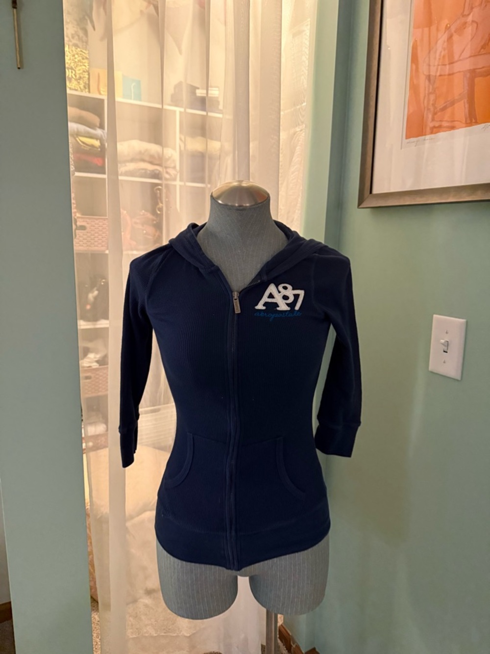 Vintage Y2K Aeropostale Navy A87 Zip Hoodie Jacket